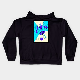 80s Retro Geometric Shapes Blue and Yellow Kids Hoodie